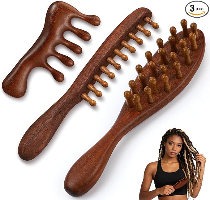 ProSuites 3 Pack Wooden Scalp Massager Tool, Long Handle Head Massage Scalp Loc by ProSuites