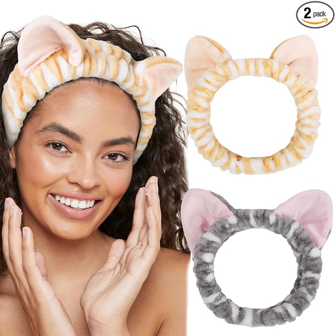 TEBIEKOY Plush Cat Ears Spa Headband by TEBIEKOY