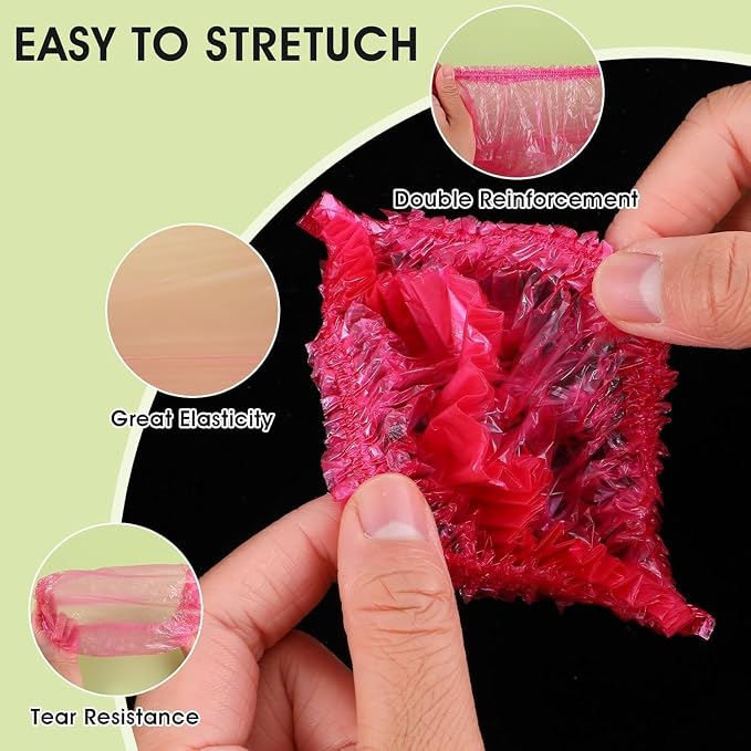 100Pcs Pink Disposable Shower Caps - Image 3