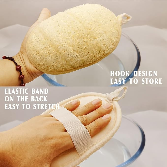 YIQINGJIE Natural Loofah Sponge Exfoliating Body Scrubber, Made - Image 3
