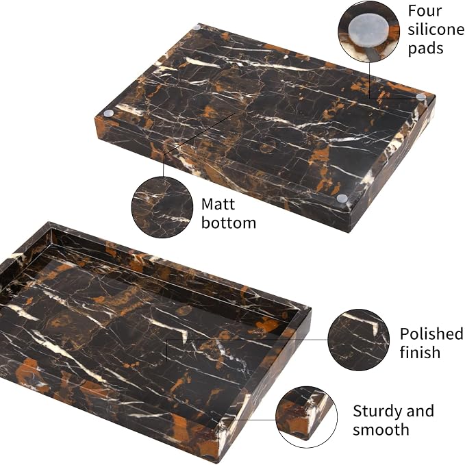Marble Bathroom Vanity Tray, Natural Luxury Vanity Home Kitchen Bathroom Table - Image 4