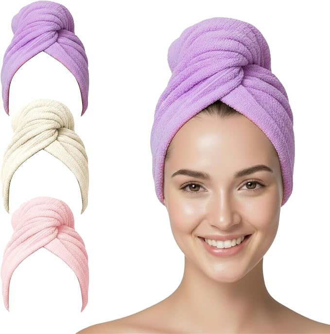 3 Pack Microfiber Hair Towel Wrap by YHPDYL