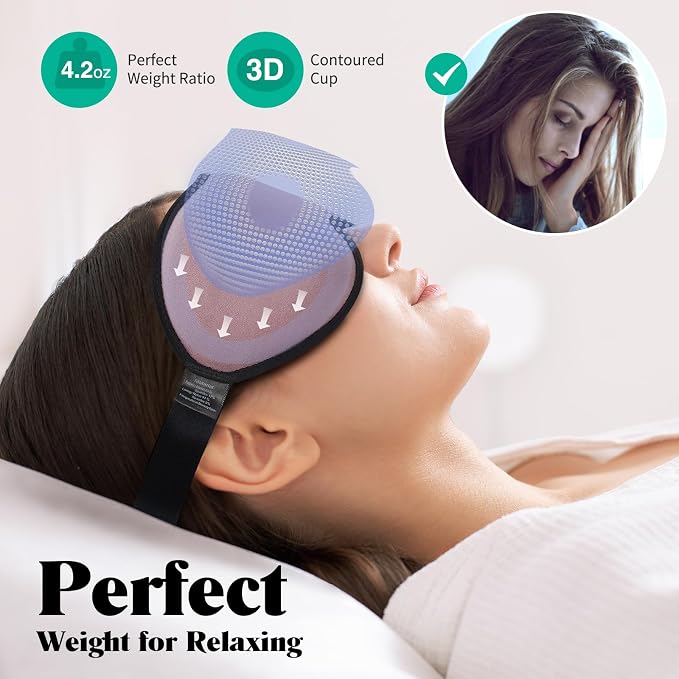 MABAO Weighted Eye Mask for Sleeping, Memory Foam Gentle Pressure Relief - Image 2