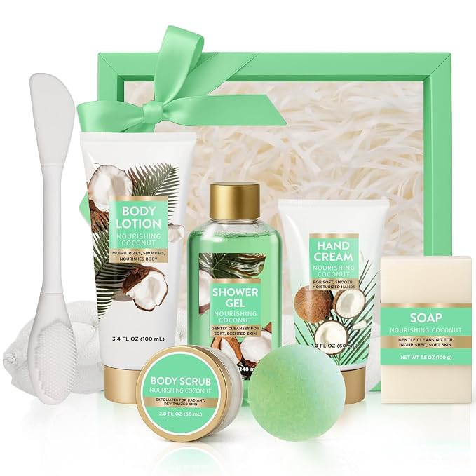 Spa Gift for Women, 8 Piece Luxury Coconut Bath Set - Image 7
