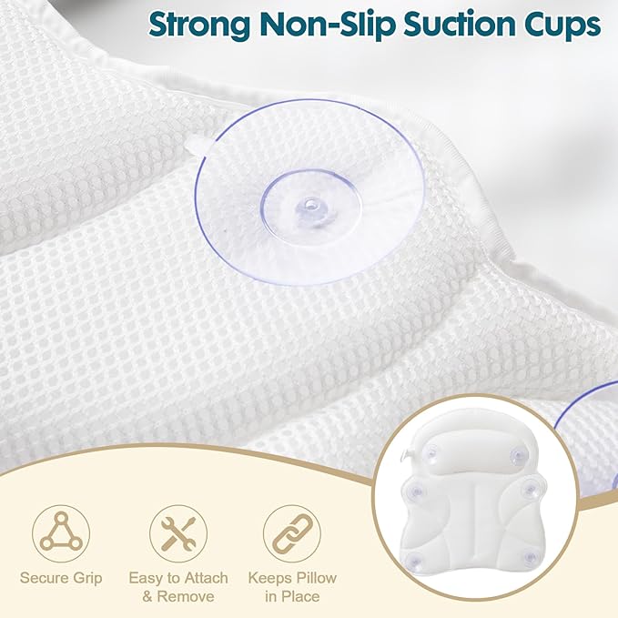 Bath Pillows for Tub – 4D Air Mesh Bathtub Pillow - Image 4
