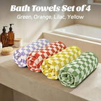 Jacquotha Checkered Bath Towels Set of 4-100% Cotton Towels - Image 3