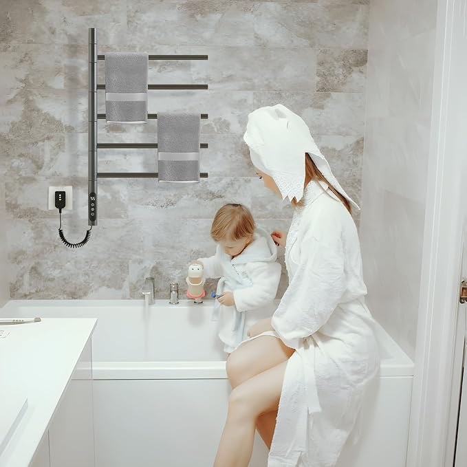 Electric Towel Warmer, 5-Bar Rotating Heated Towel Rack, 2-3 Minutes to - Image 8