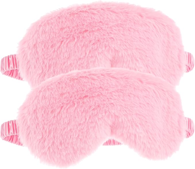 2 Pcs Plush Eye Mask Soft Sleeping Blindfold Eye Cover Comfortable Furry Faux - Image 4