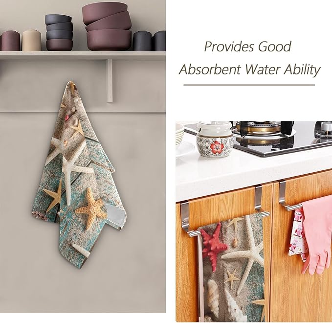 Nautical Seashell Starfish Hand Towels - Image 6