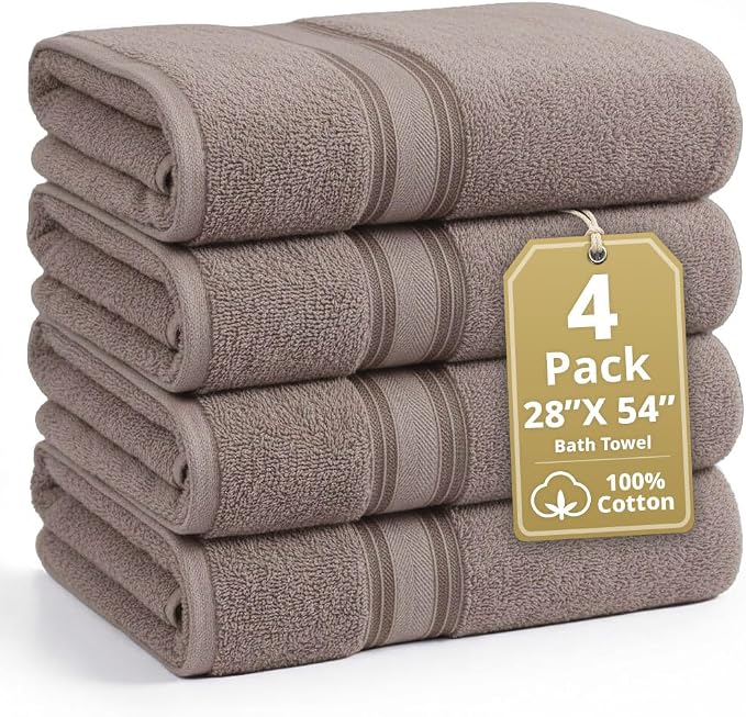 LANE LINEN 100% Cotton Bath Towels Set of 4 by LaneLinen