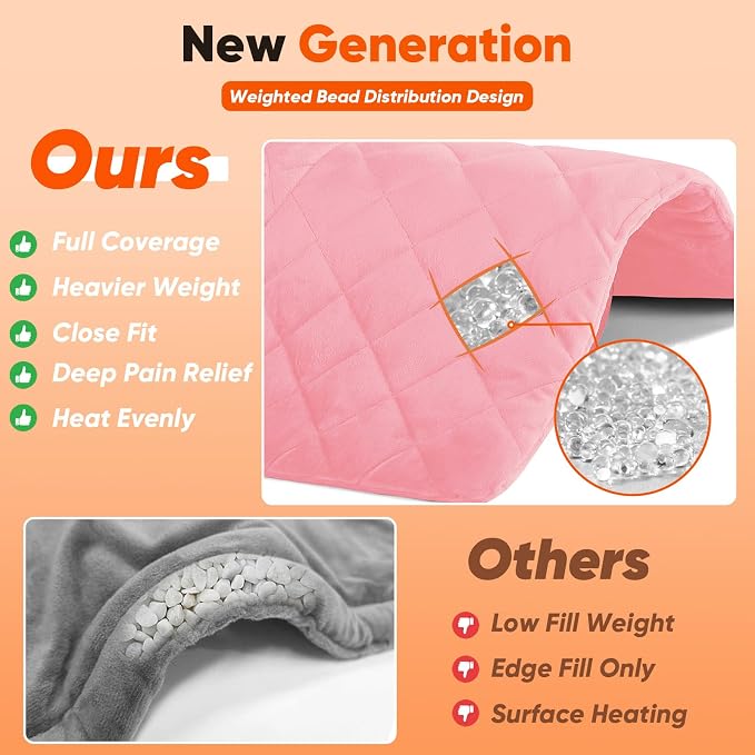 Pink Weighted Heating Pad for Neck Shoulders and Back, Mothers Day Gifts for - Image 4
