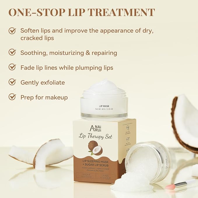 ANAI RUI Coconut Lip Scrub & Lip Mask Set - Image 3