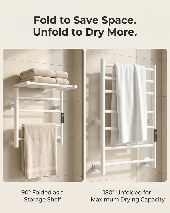 Foldable Heated Towel Rack, Dual-Zone Electric Towel Warmer Rack - Image 3