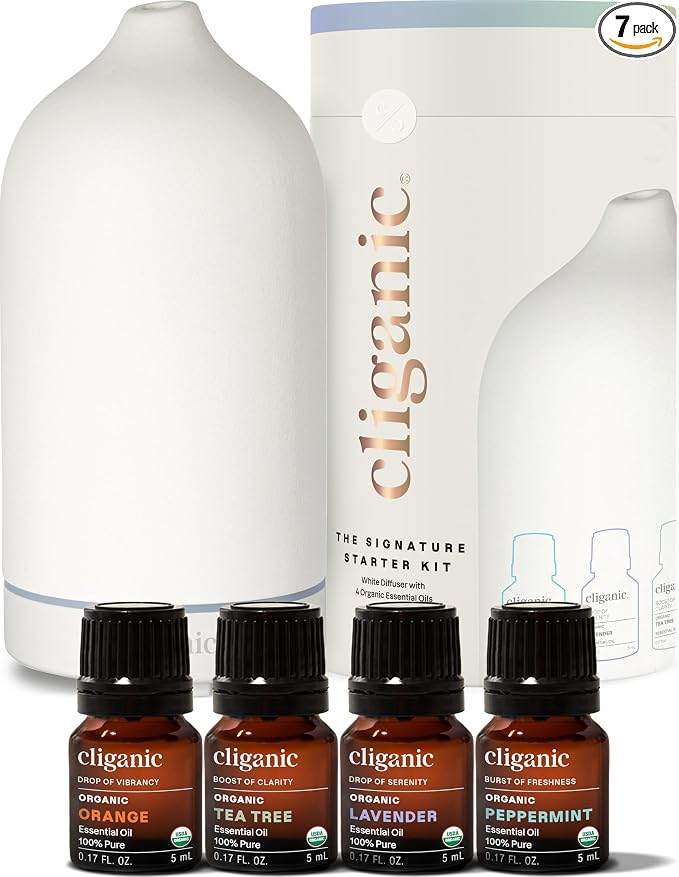 Cliganic Signature Essential Oils Diffuser Set – Aromatherapy Humidifier by Cliganic