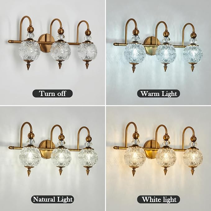 Piepooye Vintage Bathroom Lights Fixtures Gold Vanity Light - Image 8