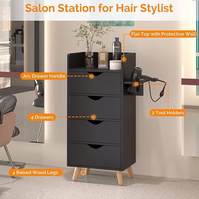 OmySalon 4 -Layer Salon Storage Cabinet, Beauty Barber Salon Styling Station - Image 4