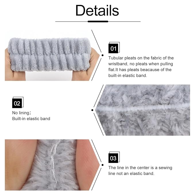 WHAVEL 6PCS Spa Headband and Wristbands Set, Face Wash Headband Wrist Bands - Image 6
