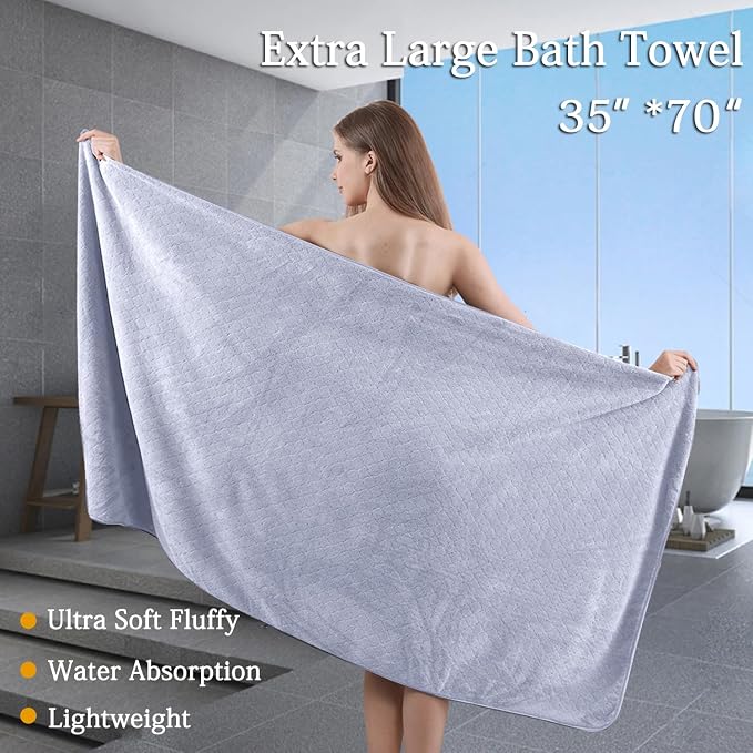 8-Piece Bath Towels Set, 2 Oversized Bath Sheet, 2 Hand Towels and 4 Washcloths - Image 2