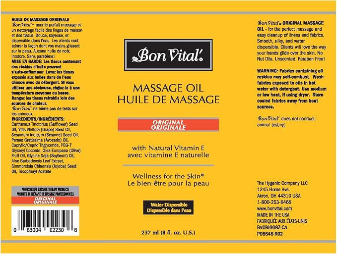 Bon Vital' Original Massage Oil, 8 Oz Bottle, Unscented Professional Massage Oil - Image 2