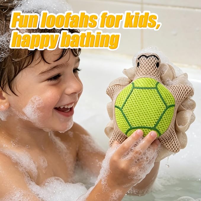 Kids Loofah, Cute Cartoon Animal Kids Bath Sponge - Image 5