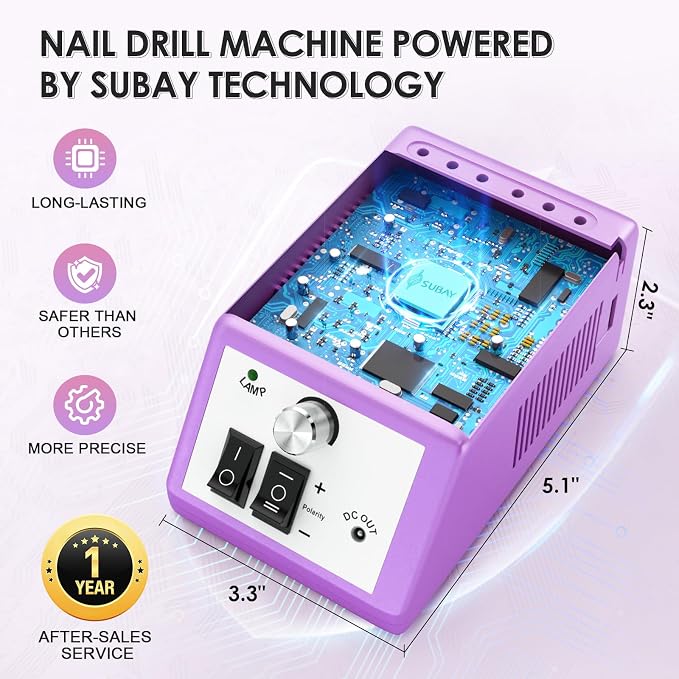 Subay Professional Finger Toe Nail Care Electric Nail Drill Machine Manicure - Image 4
