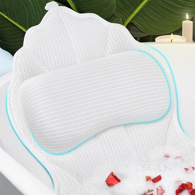 Poemland Bath Pillow for Tub, Luxury Bath Pillow Soft 4d Mesh, Bathtub Pillow by poemland
