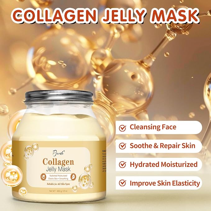 Pjordo Jelly Masks for Facials Professional, Collagen Firming, Hydrating & - Image 2