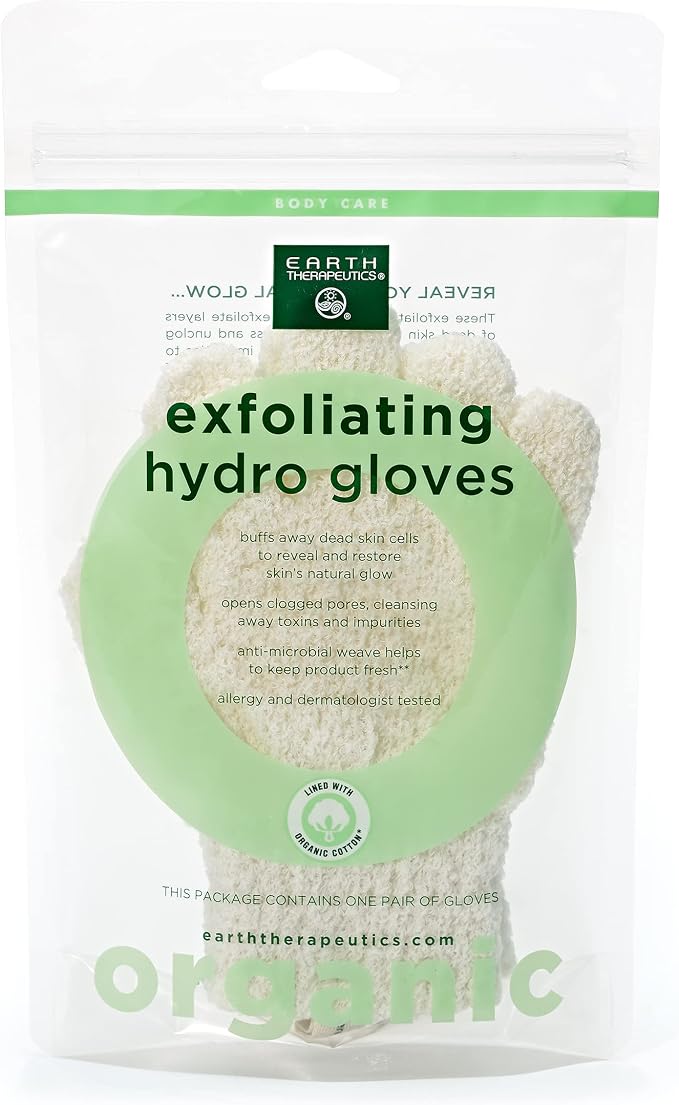 Earth Therapeutics Organic Cotton Exfoliating Gloves 1 Pack by EarthTherapeutics
