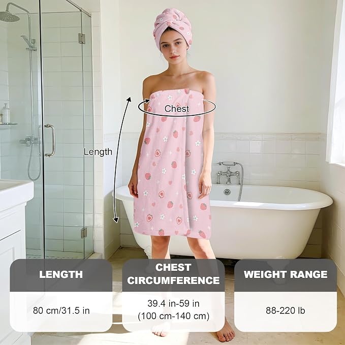 Absorbent Bath Towel Wrap Set for Women, Microfiber Shower Robe Body Towel - Image 3
