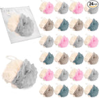 24 Pack Travel Loofah, Individually Wrapped Small Loofah Shower Pouf, 4 inch by GWZiehory