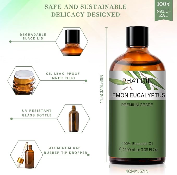 Lemon Eucalyptus 3.38fl.oz Essential Oil, PHATOIL Pure Aromatherapy Oils - Image 5