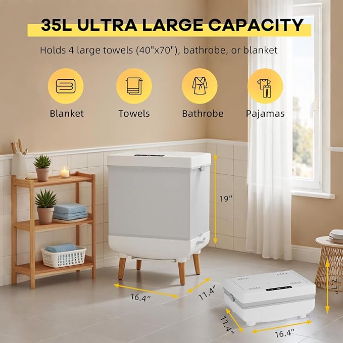 Towel Warmers for Bathrooms, 35 Liter Portable Collapsible Electric Towel Heater - Image 2