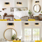 FadimiKoo Rustic Style Wood Bathroom Wall Sconces, 2-Light Black Gold Bathroom - Image 6