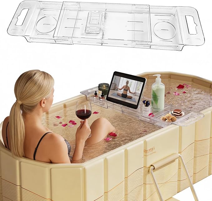 Expandable Bathtub Tray, Foldable Bath Tray by HLCZLUZ