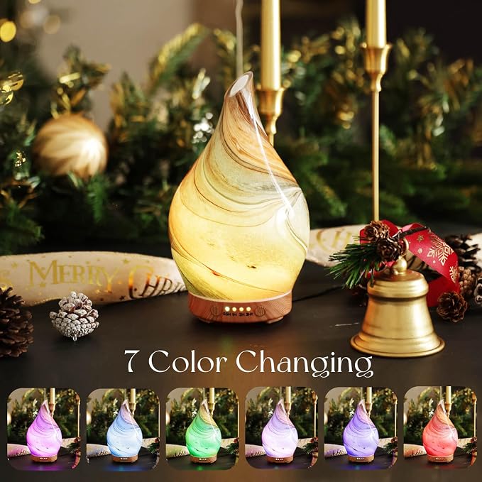 Porseme 150ml Glass Essential Oil Diffuser Aromatherapy Ultrasonic Cool Mist - Image 2