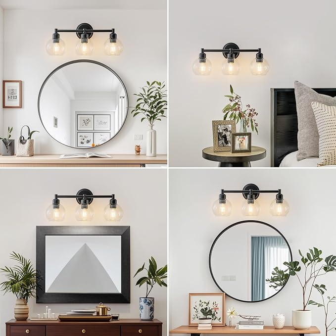 Modern Black Bathroom Vanity Lights, 3-Light Matte Black Bathroom Light Fixture - Image 8