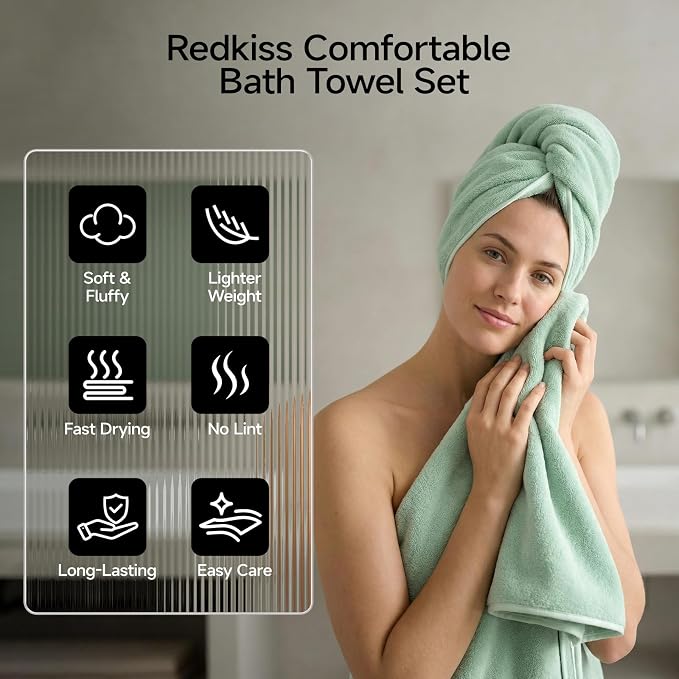 REDKISS 2 Pack Microfiber Extra Large Bath Sheets, 35 x 70 Inches, Soft and - Image 5