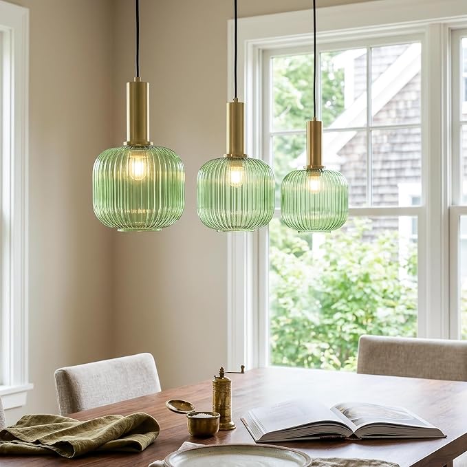 KCO Lighting Vintage Green Glass Pendant Light Kitchen Island Lighting - Image 7