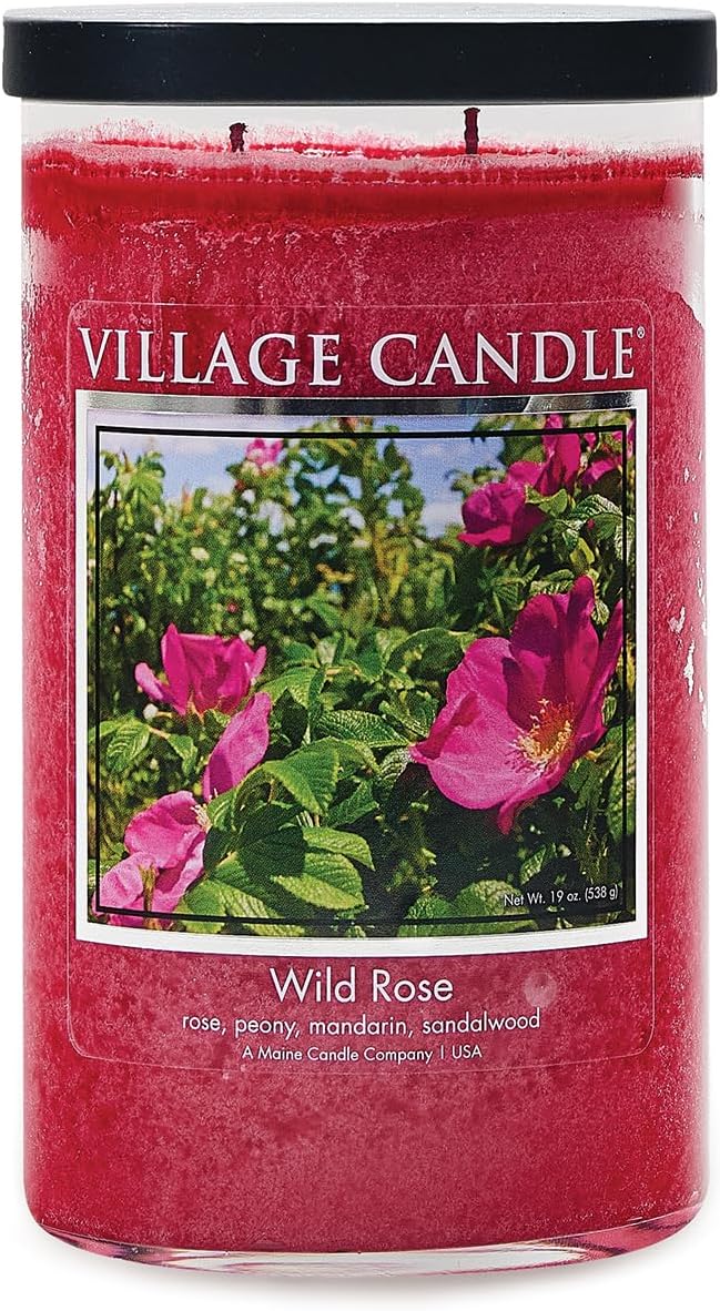 Village Candle Wild Rose Large Tumbler Glass Jar, Scented Candle, 19 oz. by VillageCandle