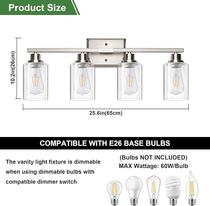 Ascher Bathroom Light Fixtures, 4-Light Vanity Lights - Image 5