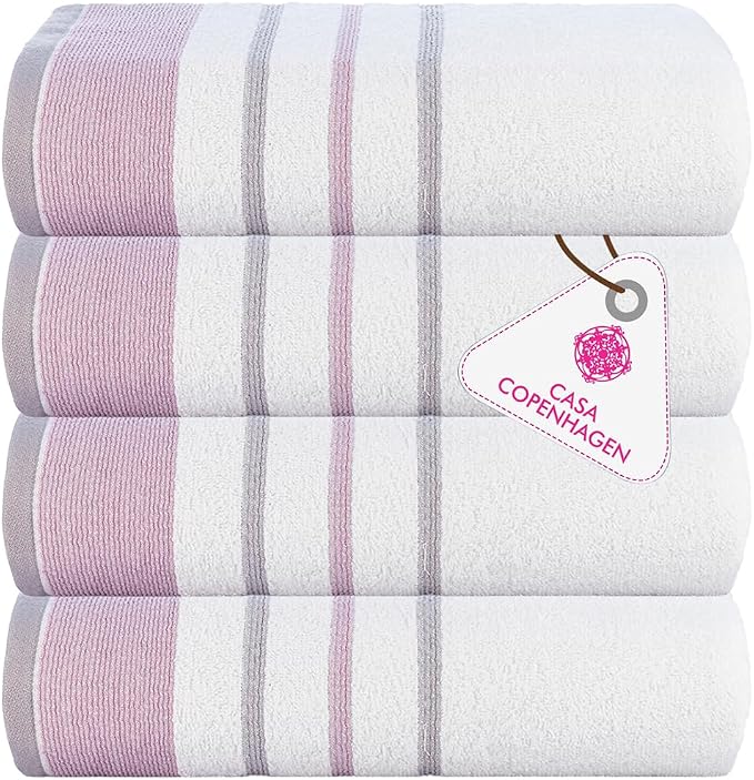 CASA COPENHAGEN White Bay 4Pcs 100% Egyptian Cotton Designer Hand Towels Gift by CASACOPENHAGEN