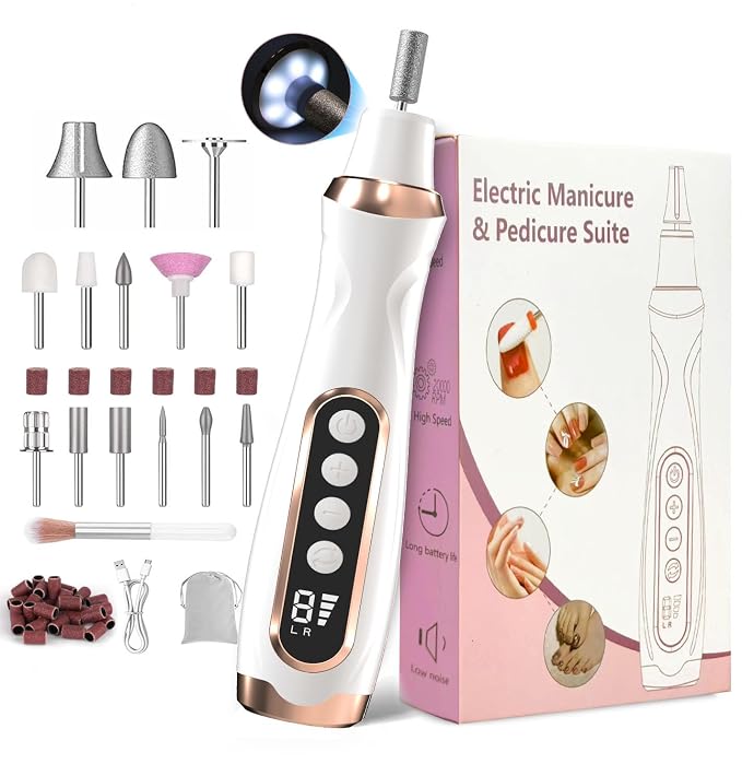 Professional Manicure Pedicure Kit Cordless Electric Nail File Set 6 Speed by ElectricNailDrill