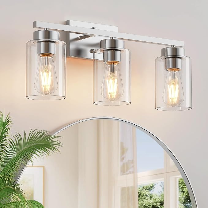 PARTPHONER 3-Light Bathroom Light Fixtures, Brushed Nickel Vanity Light - Image 9
