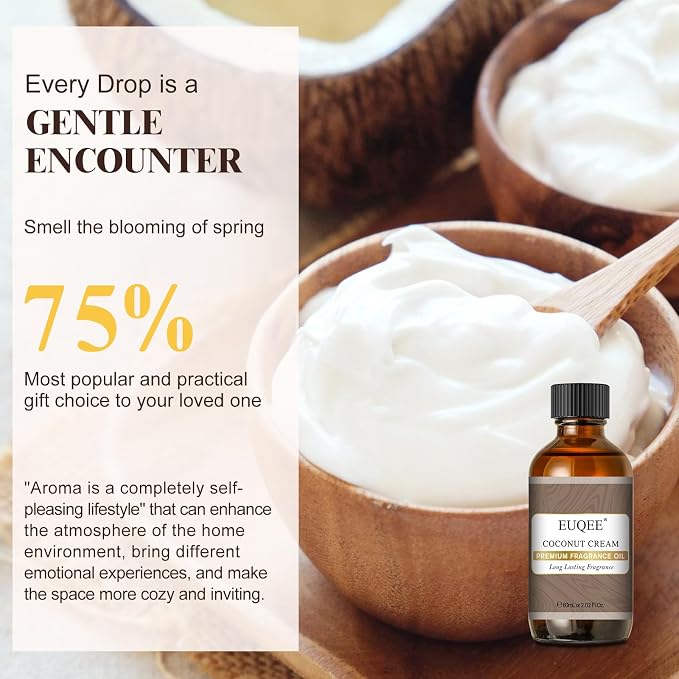 EUQEE 2.02 Fl OZ Coconut Cream Fragrance Oils, Premium Fragrance Essential Oils - Image 3
