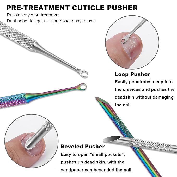 Pre-treatment Cuticle Pusher, Russian Prep Nail Pushers, Dual Ended Cuticle - Image 2