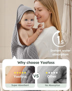 Yoofoss Hooded Baby Towels for Newborn 2 Pack 100% Muslin Organic Cotton Baby - Image 3