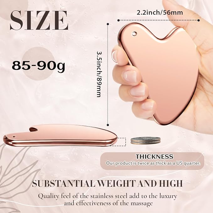 Nuanchu Stainless Steel Gua Sha Facial Tool, Metal Gua Sha - Image 2
