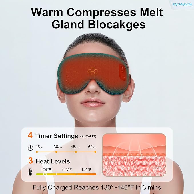FACEMOON Heated Eye Mask for Dry Eyes: Electric Warm Compress for Blepharitis - Image 4