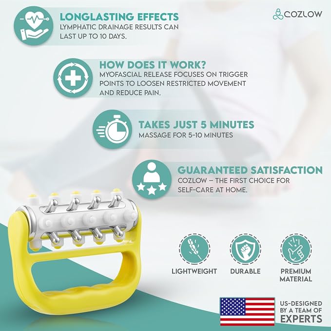 COZLOW - MyoRelease Lymphatic Drainage Massager - Yellow - Handheld Fascia - Image 4