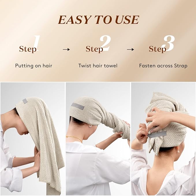 YFONG Large Hair Towel Wrap for Women, Super Absorbent Microfiber Hair Towel - Image 7